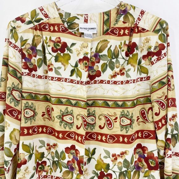 90s ALFRED DUNNER Vintage Floral Collarless Button Up Shirt New With Tags - Picture 6 of 11